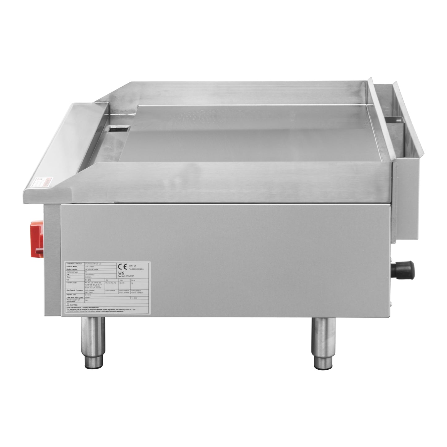 Infernus 2 Burner Gas Griddle – Heavy Duty 20mm Plate (600mm Wide, NG + LPG Kit)