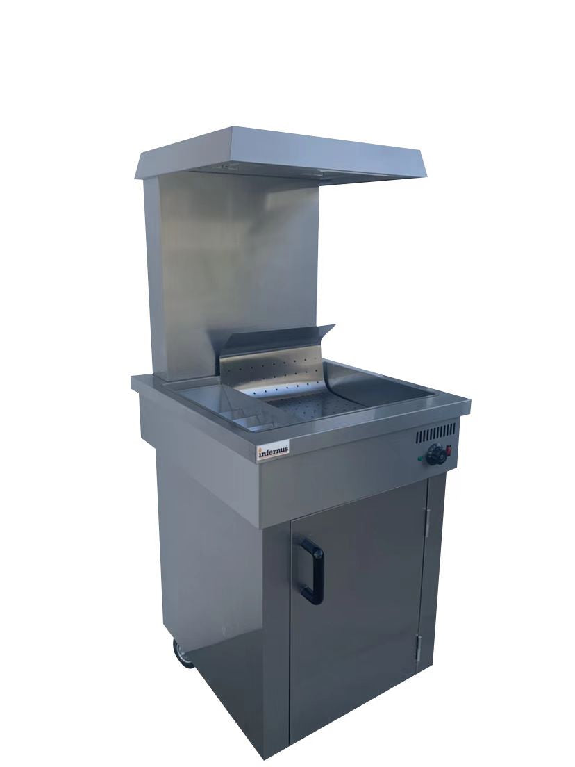 Infernus Chip Scuttle – Heated Chip Dump with Overhead Light & Storage (13amp Plug)