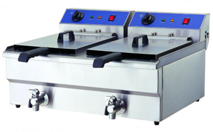 Infernus Countertop Electric Twin Tank Fryer With Tap- 2 x 10L