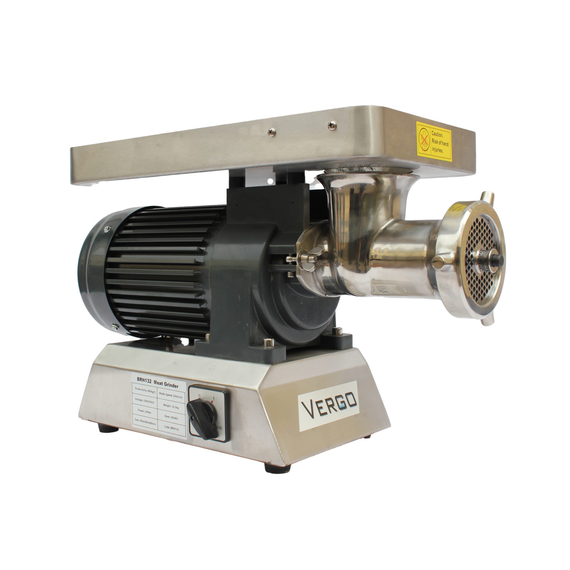 Infernus BRN132 Commercial Heavy Duty Meat Mincer 400kg/hr 2.2kW (13A Plug)