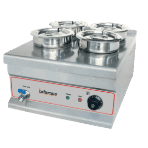 Infernus INF-4TT Commercial 4 Round Pot Wet Heat Bain Marie 28L 1.5kW 13A