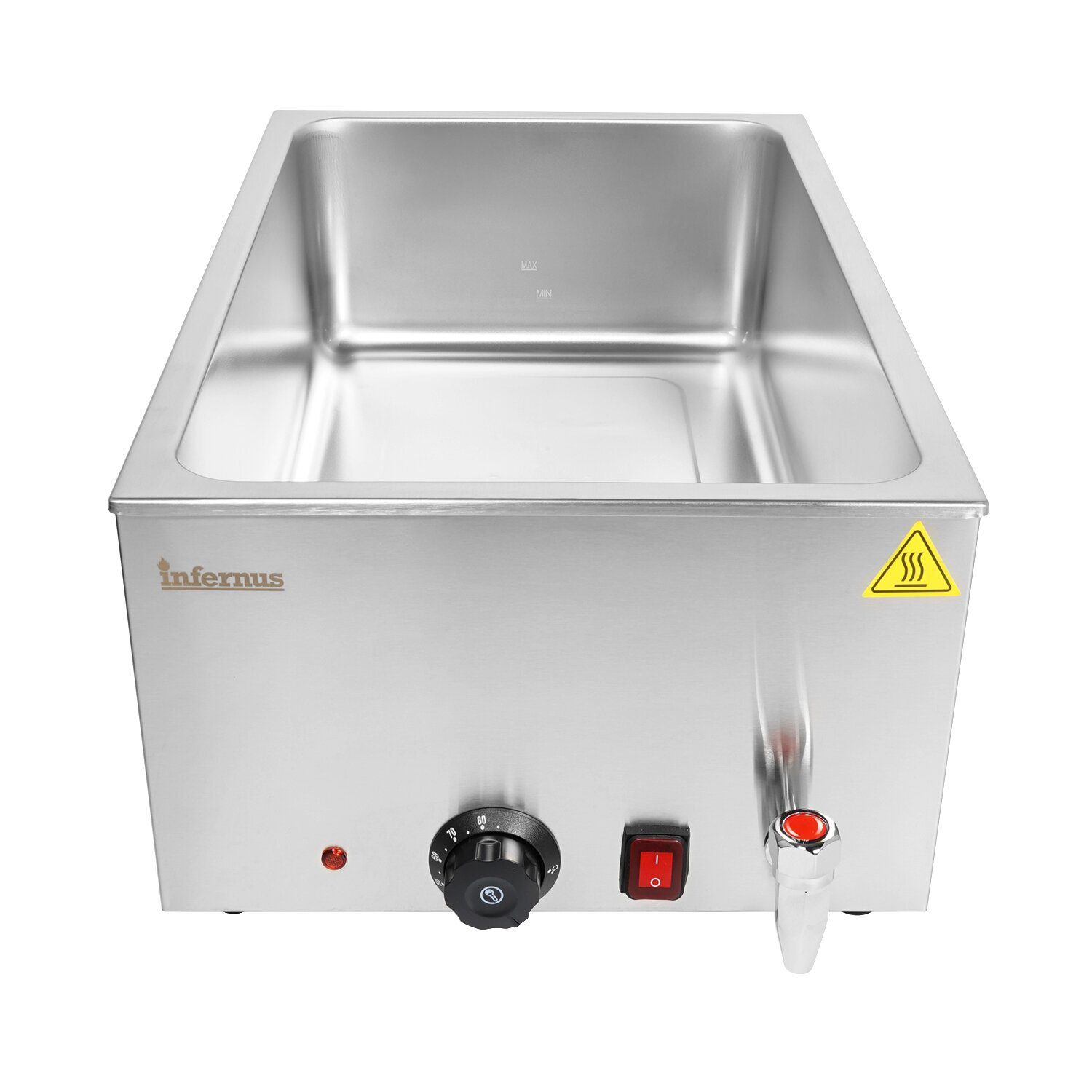 Infernus INF-BMT Commercial Wet Heat Bain Marie GN 1/1 with Drain Tap 1.2kW (13A) - Image 2