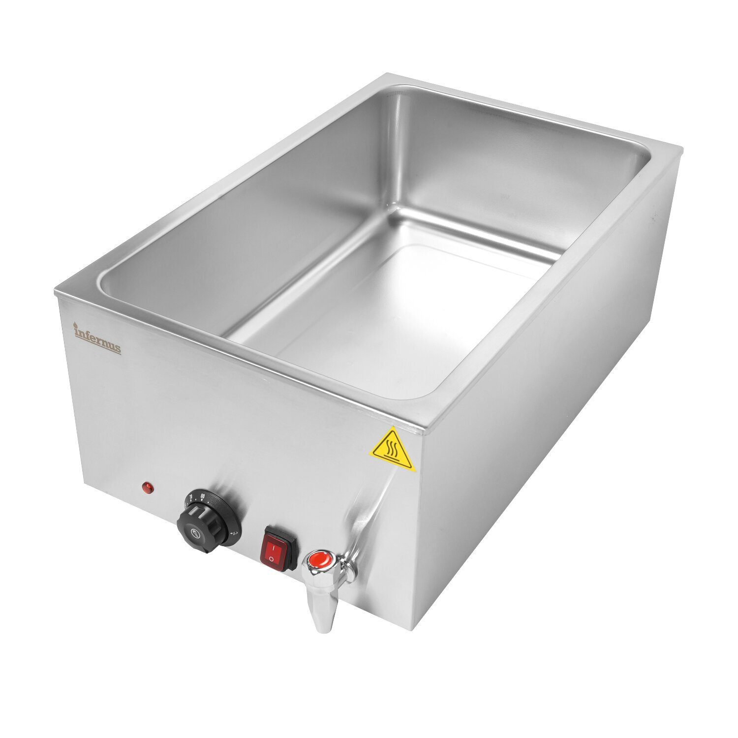 Infernus INF-BMT Commercial Wet Heat Bain Marie GN 1/1 with Drain Tap 1.2kW (13A)