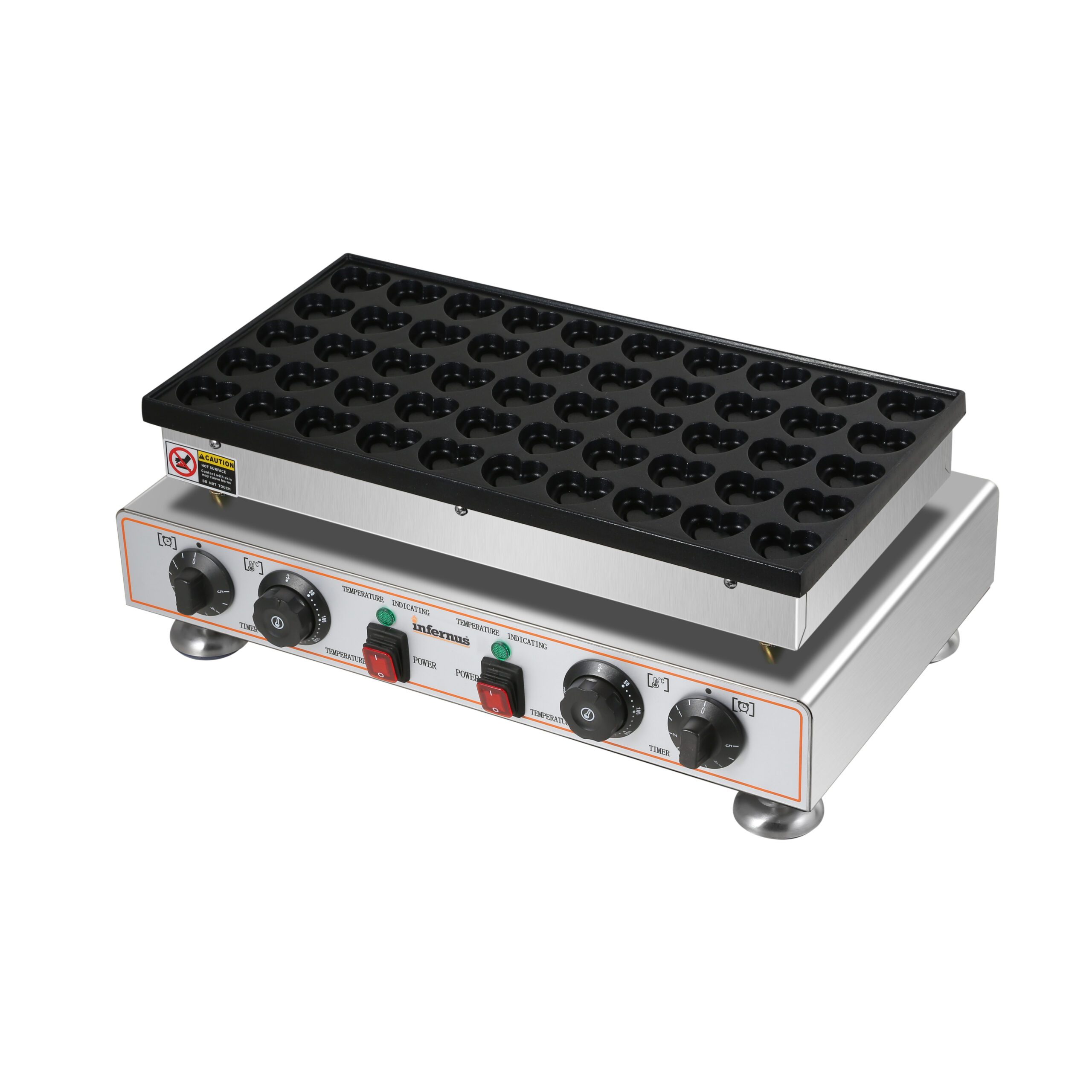 Infernus Commercial Double Heart Waffle Maker Large Plate 1.6kW (13A)