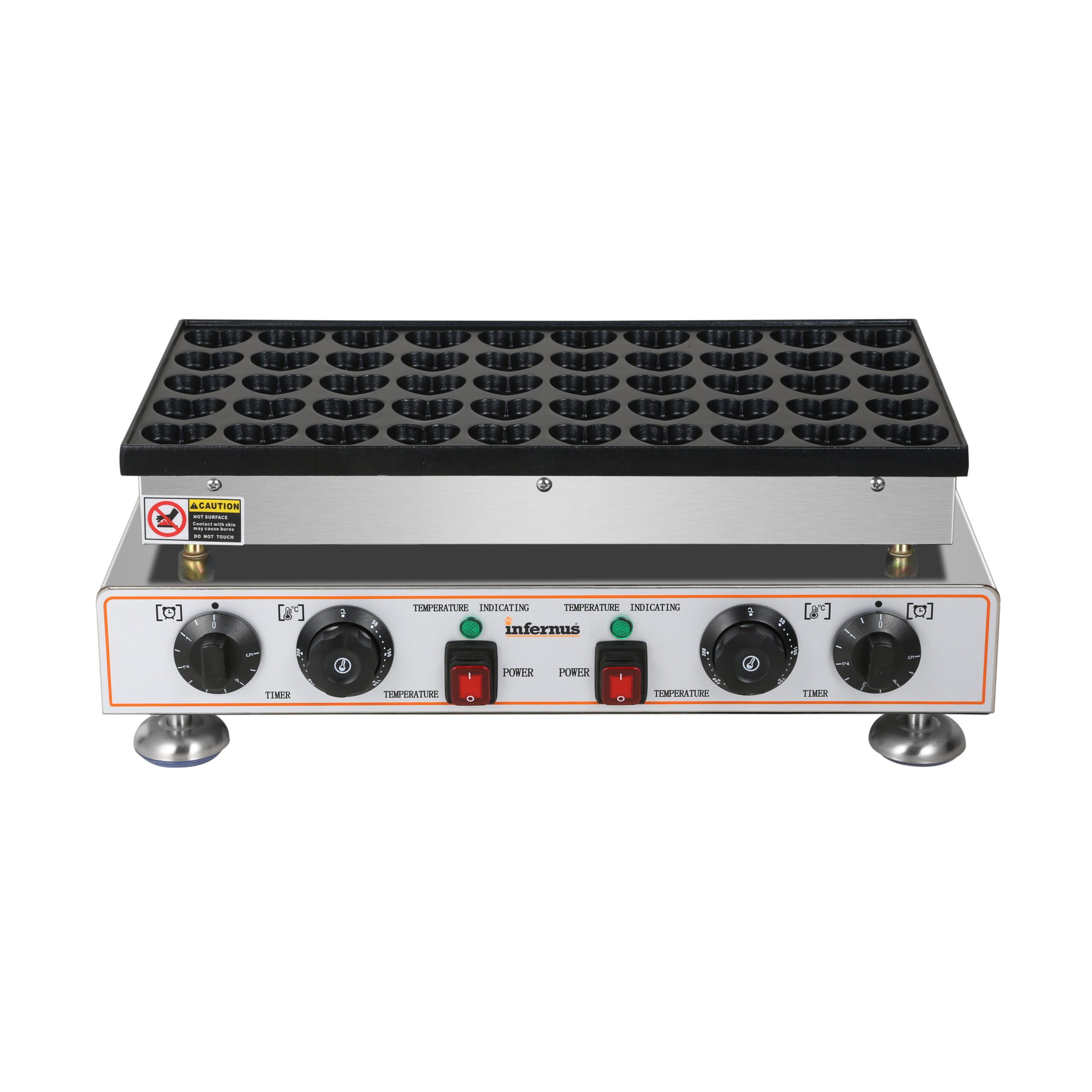 Infernus Commercial Double Heart Waffle Maker Large Plate 1.6kW (13A) - Image 3