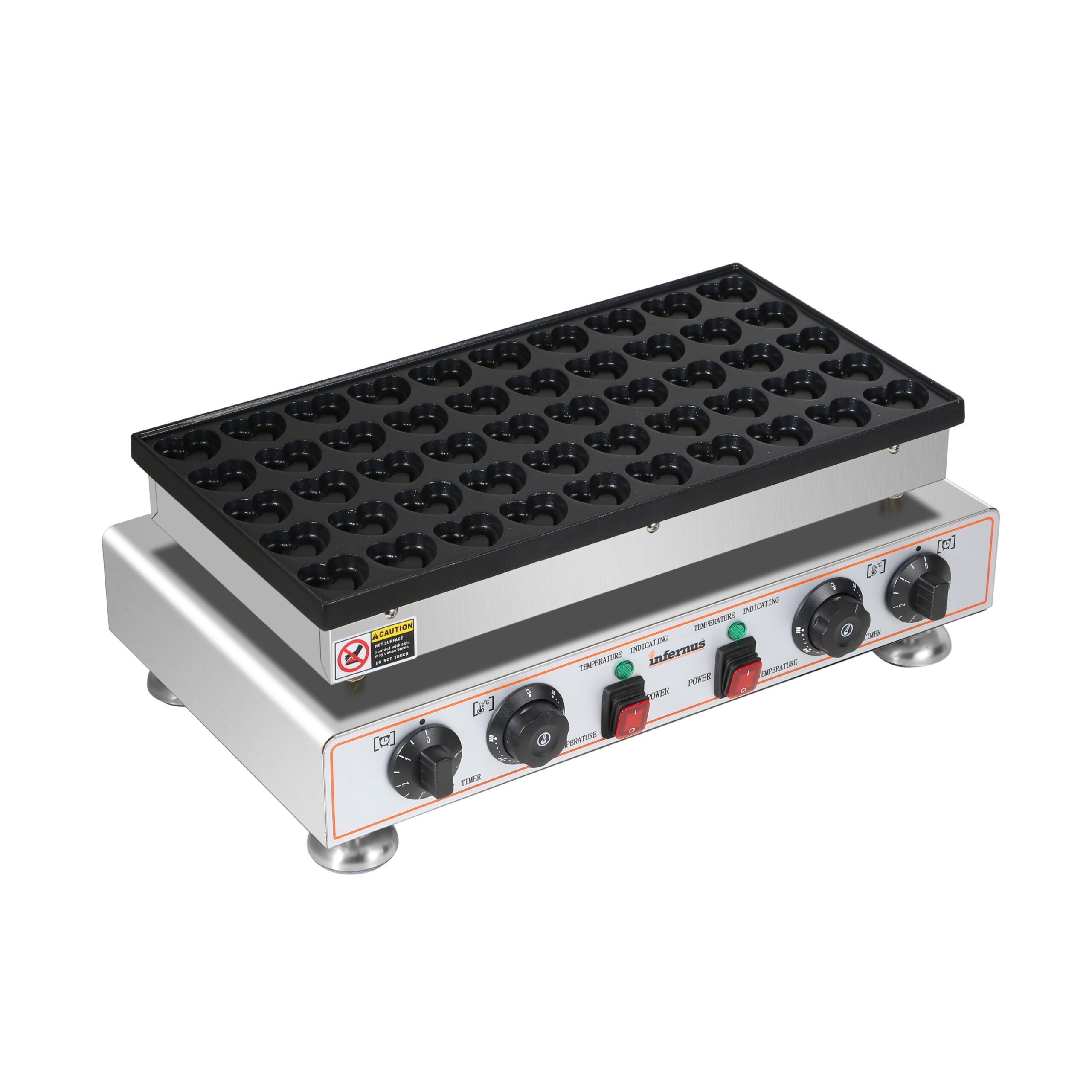 Infernus Commercial Double Heart Waffle Maker Large Plate 1.6kW (13A) - Image 2