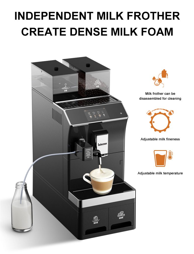 Infernus 101+3 Commercial Bean to Cup Coffee Machine – 7-inch Touchscreen (100 Cups/Day) - Image 4