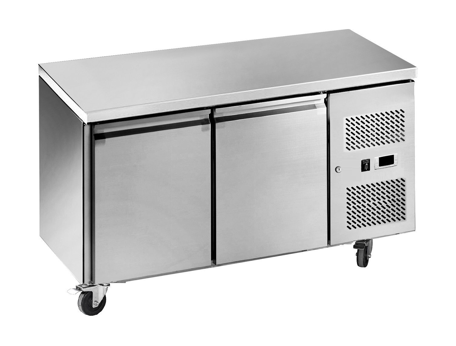 Commercial 2 Door Refrigerated Counter Fridge 282L GN 1/1 – 1.36m Stainless Steel (13A)