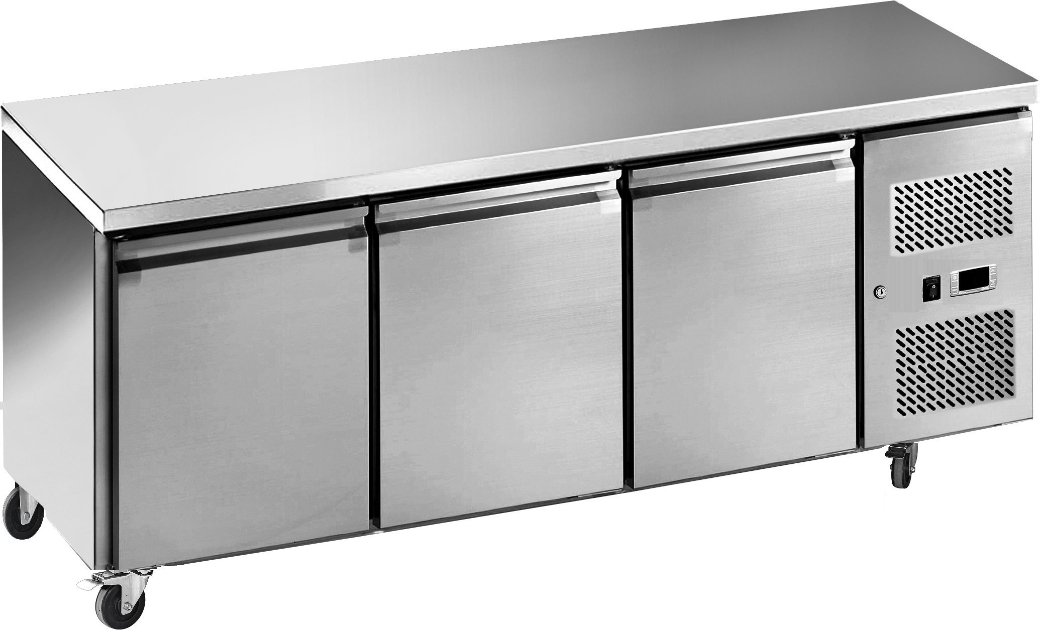 Commercial 3 Door Refrigerated Counter Fridge 417L GN 1/1 – 1.8m Stainless Steel (13A)