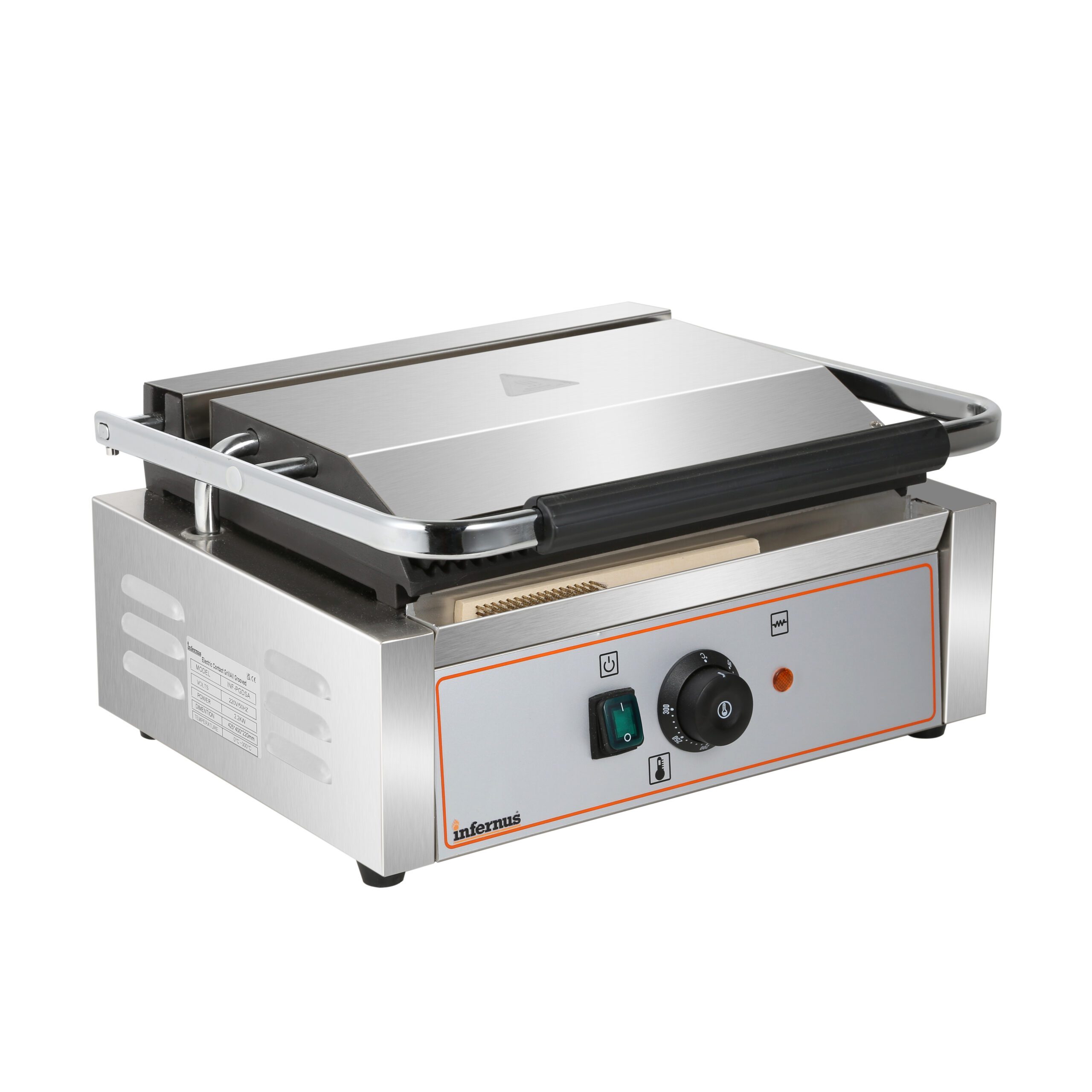 Infernus INEG-PGDSA Commercial Double Contact Panini Grill Ribbed 2.2kW (13A) - Image 2
