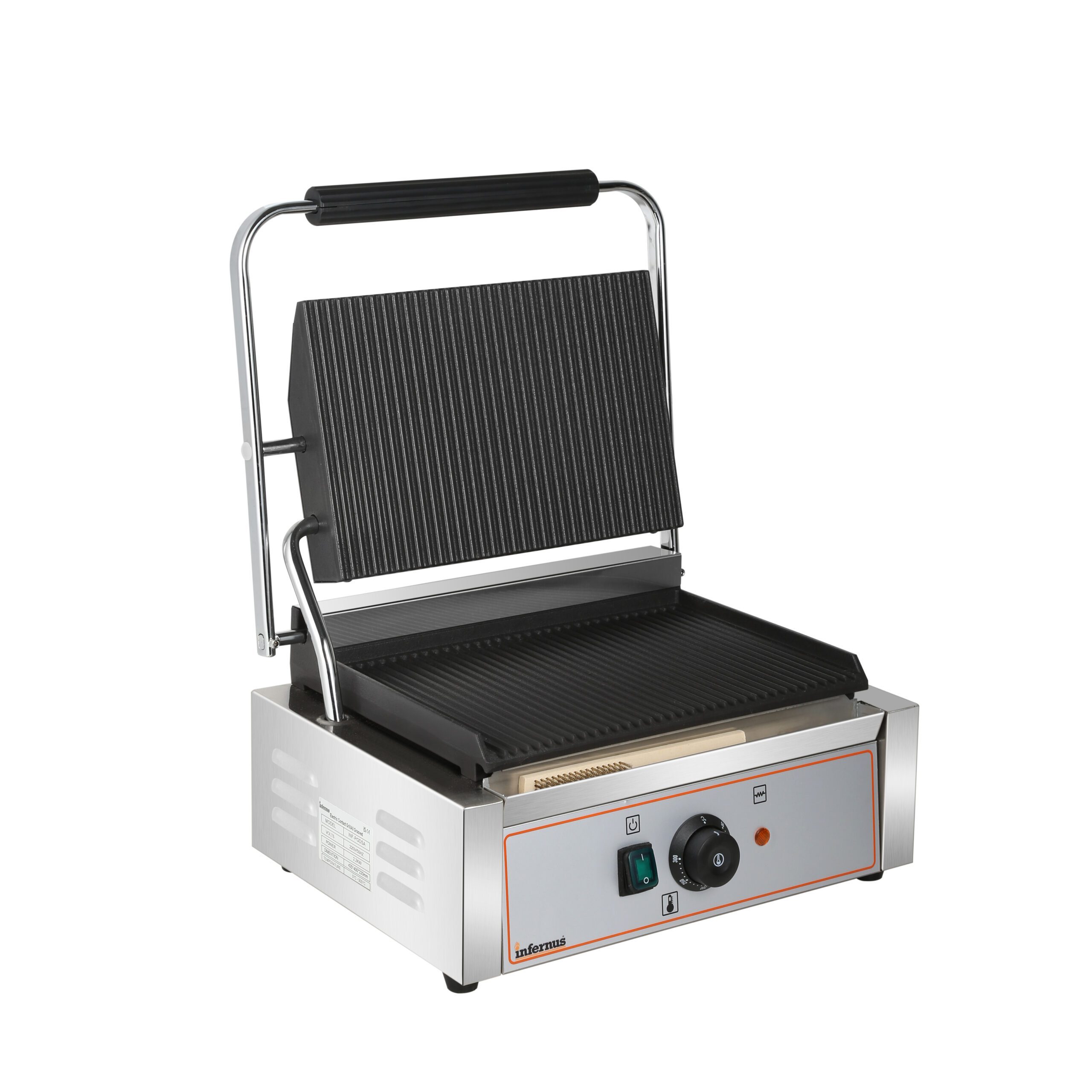 Infernus INEG-PGDSA Commercial Double Contact Panini Grill Ribbed 2.2kW (13A)