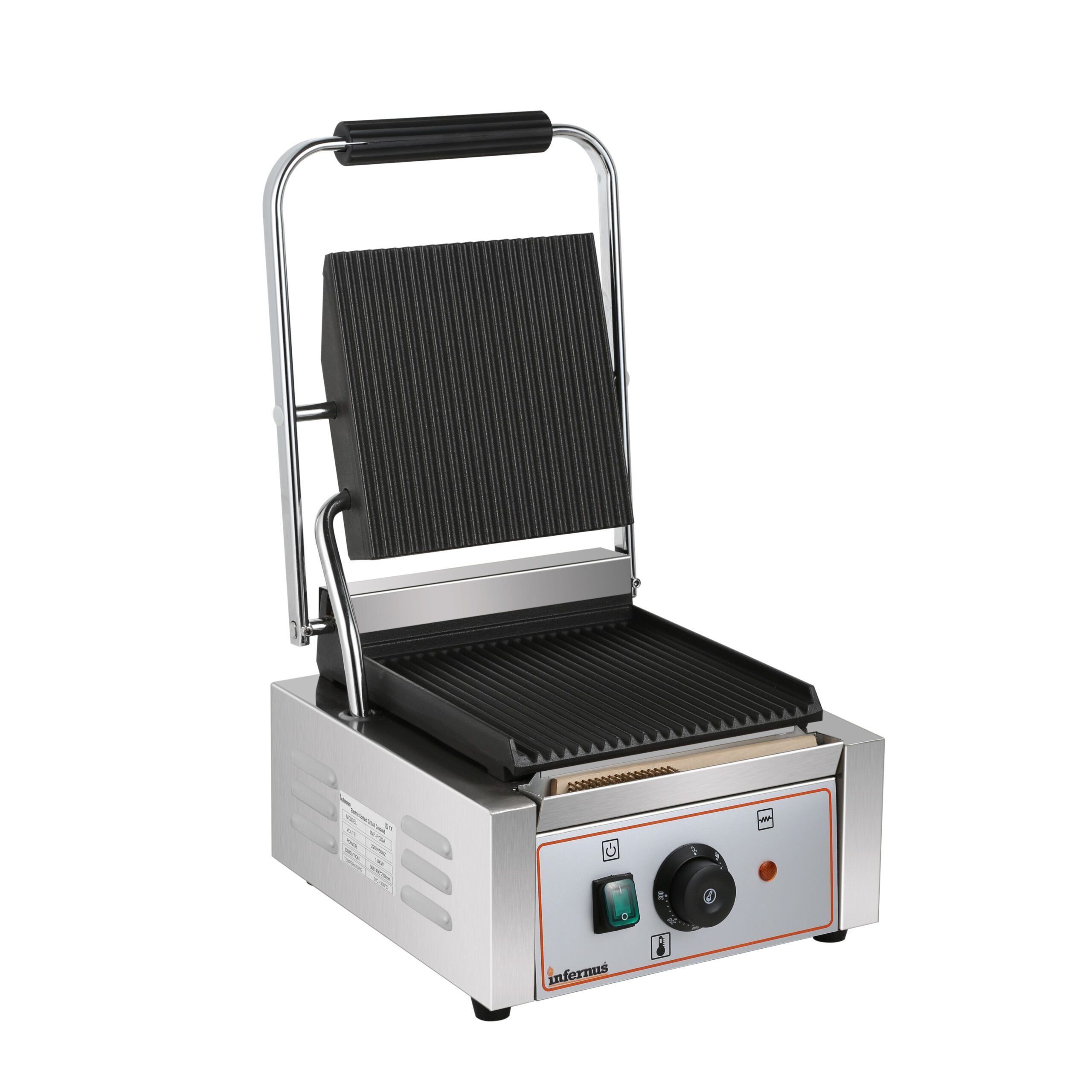 Infernus INEG-PGSA Commercial Single Contact Panini Grill Ribbed 1.8kW (13A) - Image 3