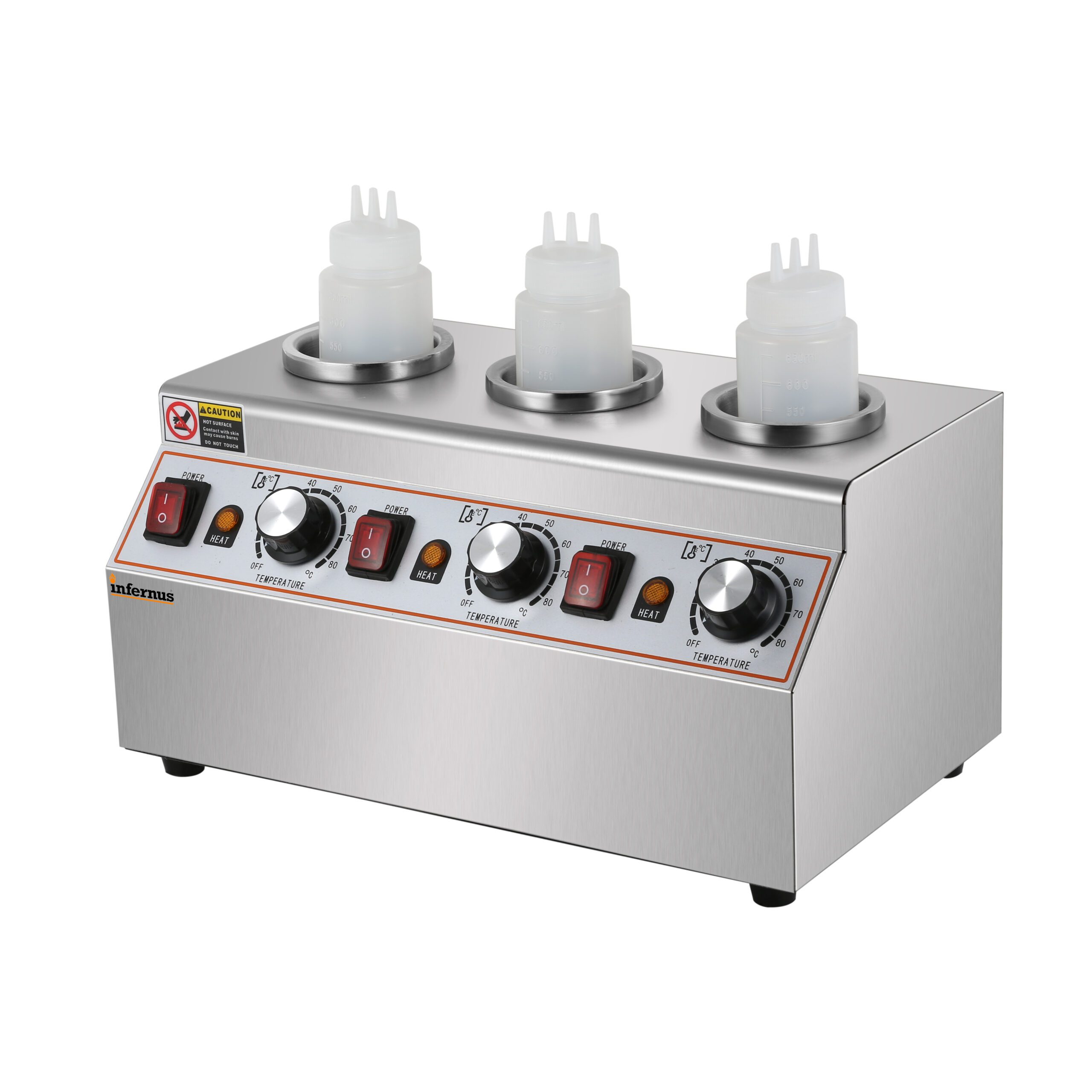 Infernus INF-SW3 Commercial Triple Bottle Sauce Warmer 1500W (13A Plug)