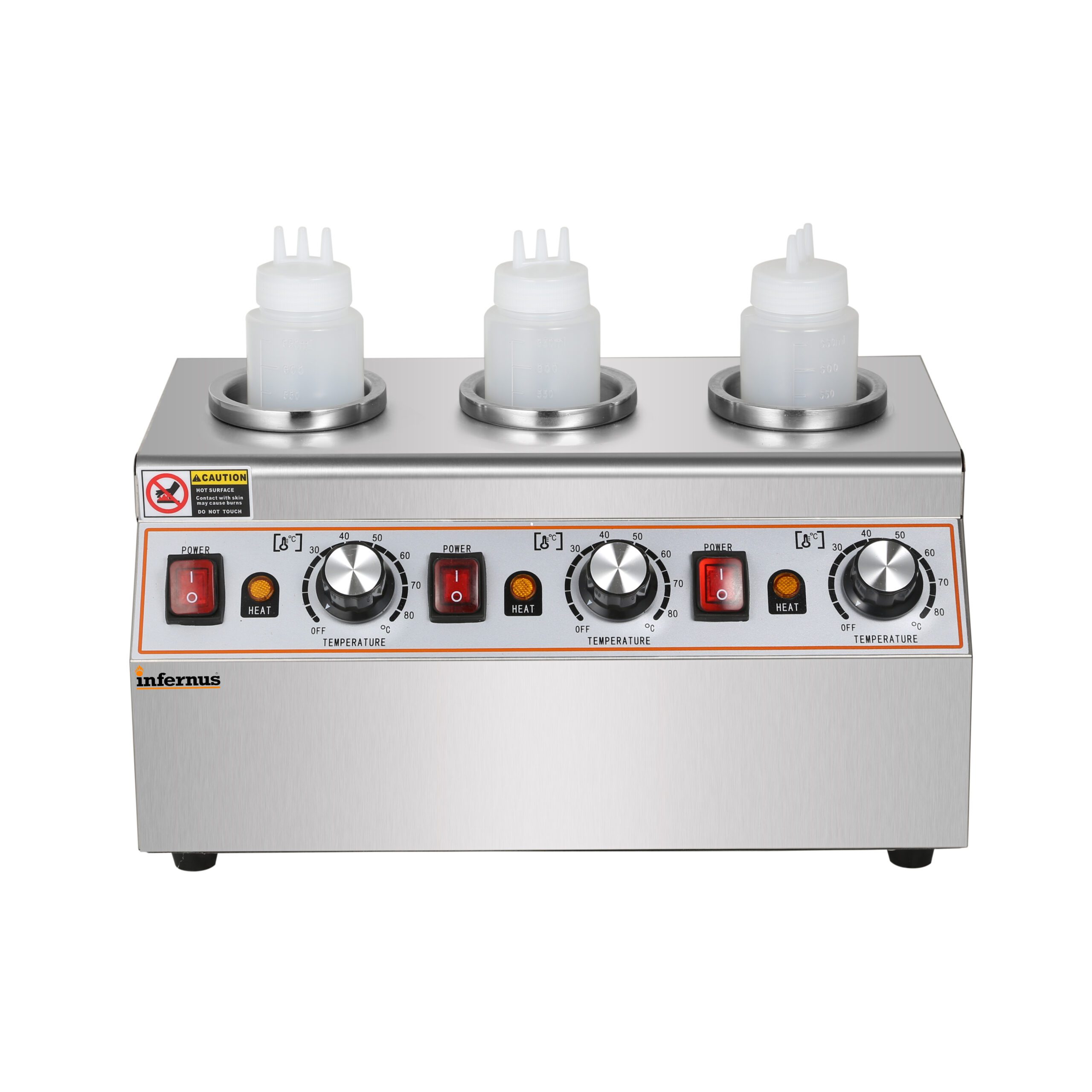 Infernus INF-SW3 Commercial Triple Bottle Sauce Warmer 1500W (13A Plug) - Image 4