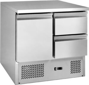Commercial 1 Door 2 Drawer Refrigerated Saladette Counter 230L GN 1/1 – 900mm (13A)