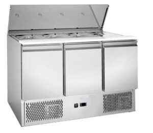Commercial 3 Door Refrigerated Saladette Counter 368L GN Well – 1.36m (13A)