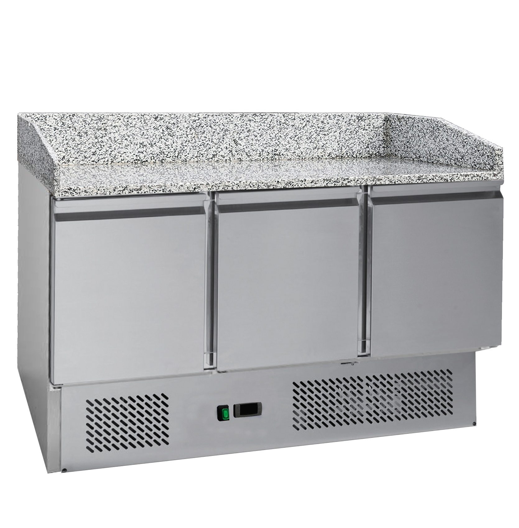 Commercial 3 Door Pizza Prep Counter Fridge 368L – Granite Top (13A)